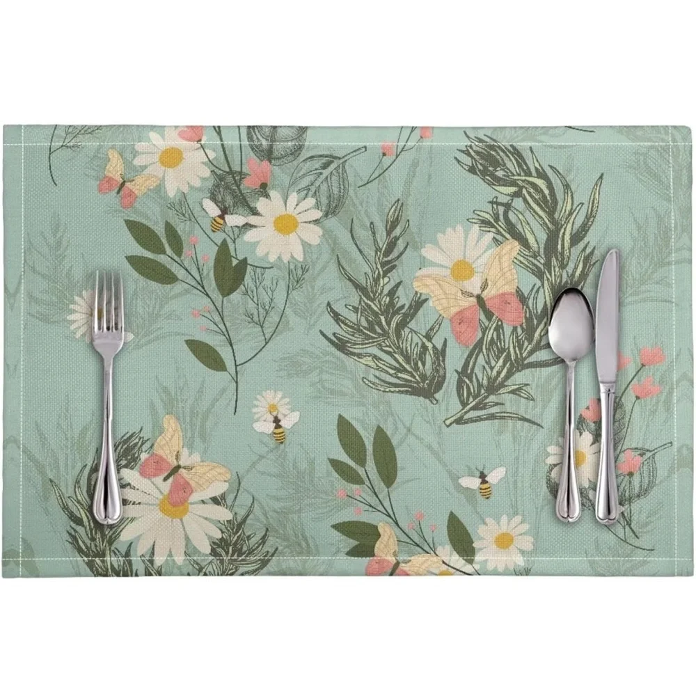 Floral Print Teal Green 8 count placemats